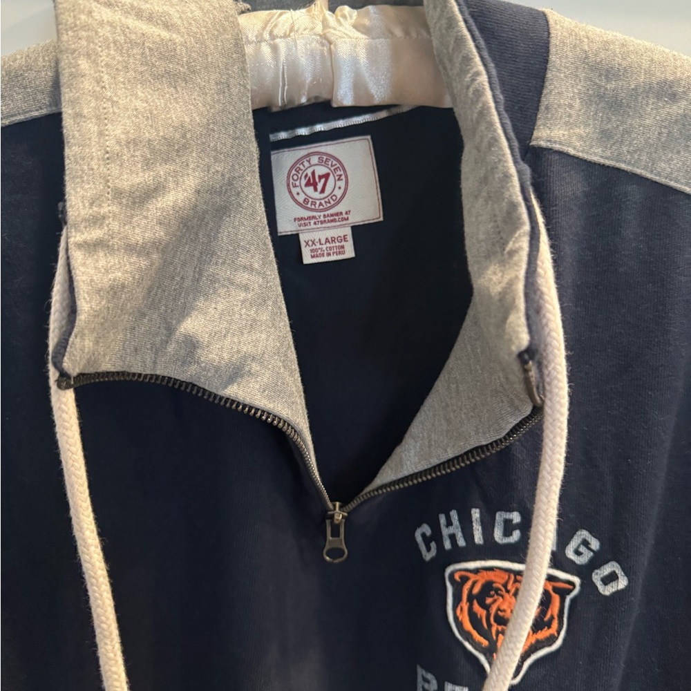 Chicago Bears 47 Brand Navy and Gray Zip-Up Sweater - Picture 4 of 8